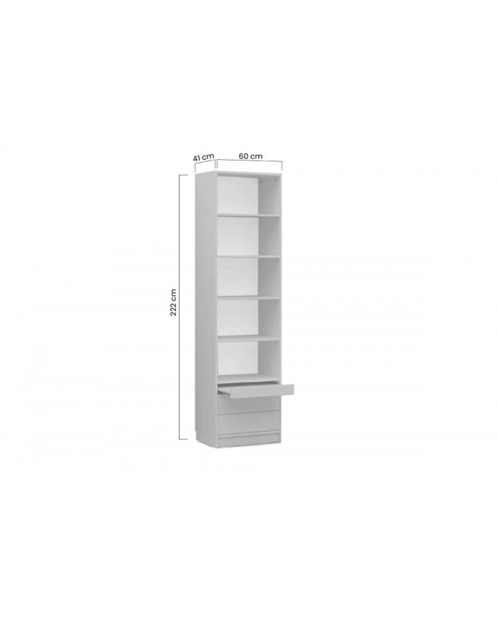 Colonne haute étagères avec tiroirs et tablette 60 cm Roma Premium