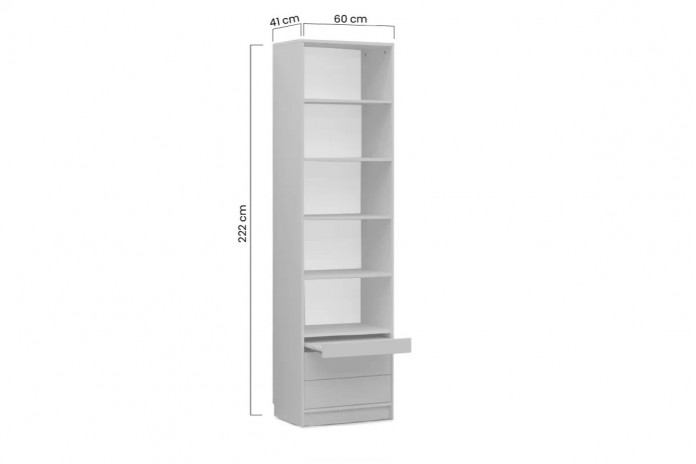 Colonne haute étagères avec tiroirs et tablette 60 cm Roma Premium