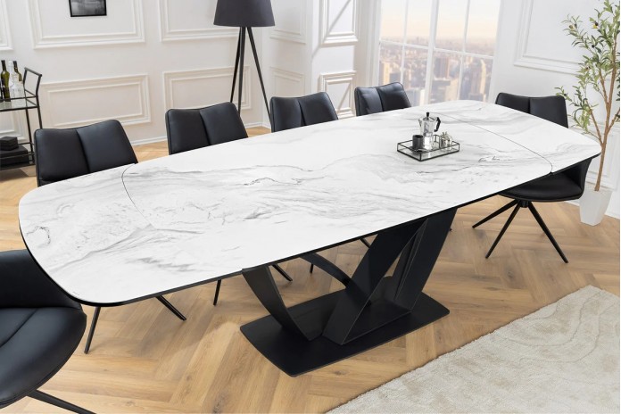 Table en céramique extensible effet marbre blanc 180(260)x95x76 cm Volterra