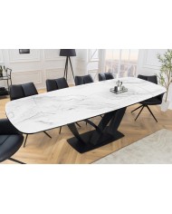 Table en céramique extensible effet marbre blanc 180(260)x95x76 cm Volterra
