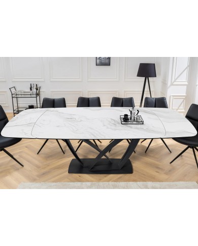 Table en céramique extensible effet marbre blanc 180(260)x95x76 cm Volterra