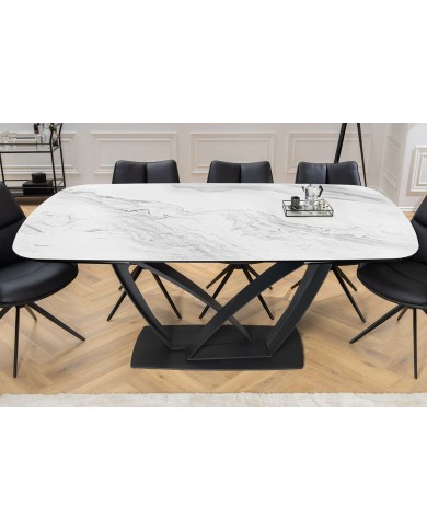 Table en céramique extensible effet marbre blanc 180(260)x95x76 cm Volterra