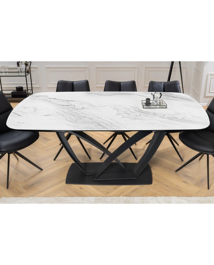 Table en céramique extensible effet marbre blanc 180(260)x95x76 cm Volterra