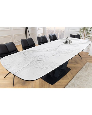 Table en céramique extensible effet marbre blanc 180(260)x95x76 cm Volterra