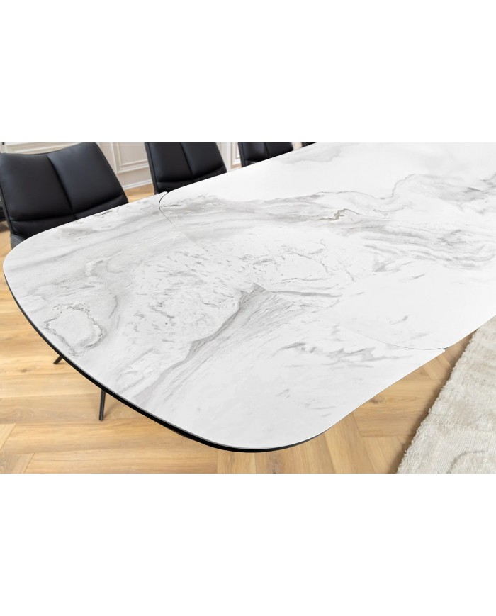 Table en céramique extensible effet marbre blanc 180(260)x95x76 cm Volterra