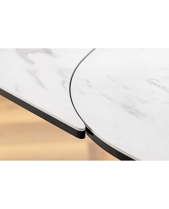 Table en céramique extensible effet marbre blanc 180(260)x95x76 cm Volterra