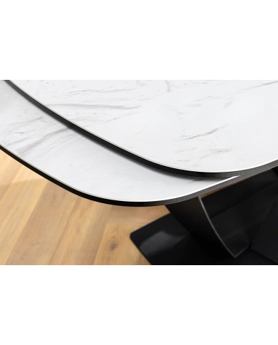 Table en céramique extensible effet marbre blanc 180(260)x95x76 cm Volterra