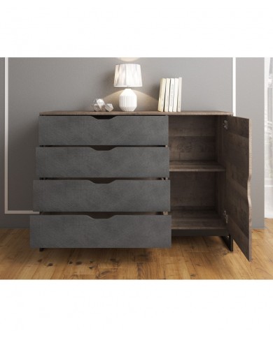 Commode avec 4 tiroirs et étagères 138 cm HAVEN