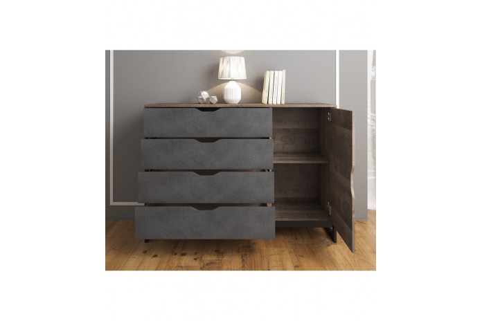 Commode avec 4 tiroirs et étagères 138 cm HAVEN