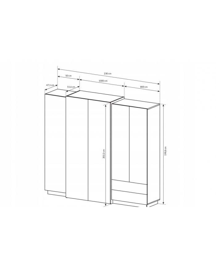 CHAMBRE COMPLÈTE Lit à coffre relevable + sommier + 2 tables de nuit intégrées + grande armoire + COMMODE OFFERTE ! DETROIT