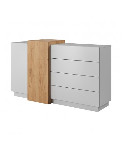 CHAMBRE COMPLÈTE Lit à coffre relevable + sommier + 2 tables de nuit intégrées + grande armoire + COMMODE OFFERTE ! DETROIT