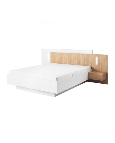 Chambre Scandi Zen  Lit à coffre relevable + sommier + 2 tables de nuit intégrées + commode 4T