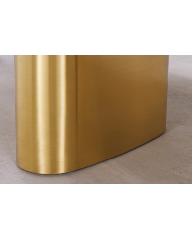 Table à manger design ovale 200 cm en marbre multicolore et pieds dorés MARBELLIA
