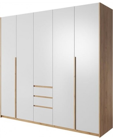 CHAMBRE COMPLÈTE LEXO Lit 160 + sommier + 2 tables de nuit intégrées + Armoire xxl+ Commode