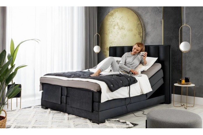 Ensemble boxspring 90 x 200 tête de lit + sommiers relaxation électrique + matelas  + surmatelas -  Reves