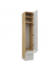 Armoire une porte double penderie et double tiroirs et tablette 45 cm blanc mat Ambiance