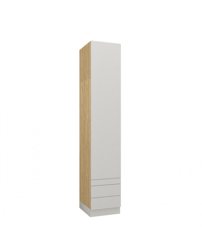 Armoire une porte double penderie et double tiroirs et tablette 45 cm blanc mat Ambiance