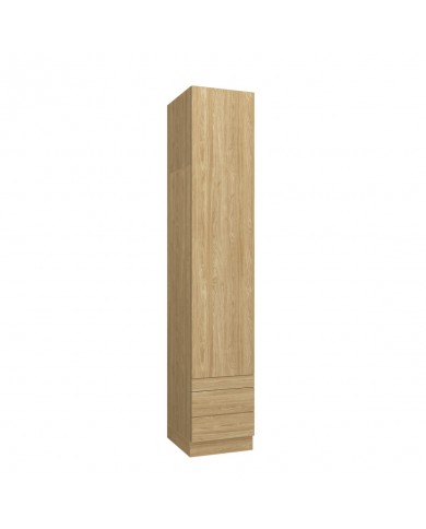 Armoire une porte double penderie et double tiroirs et tablette 45 cm chêne huilé Ambiance