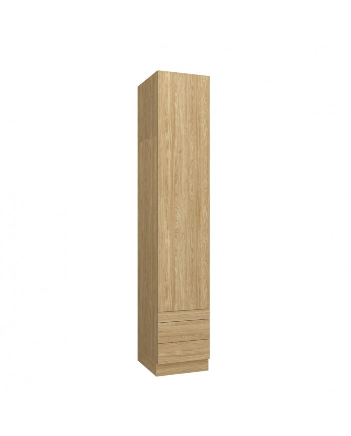 Armoire une porte double penderie et double tiroirs et tablette 45 cm chêne huilé Ambiance