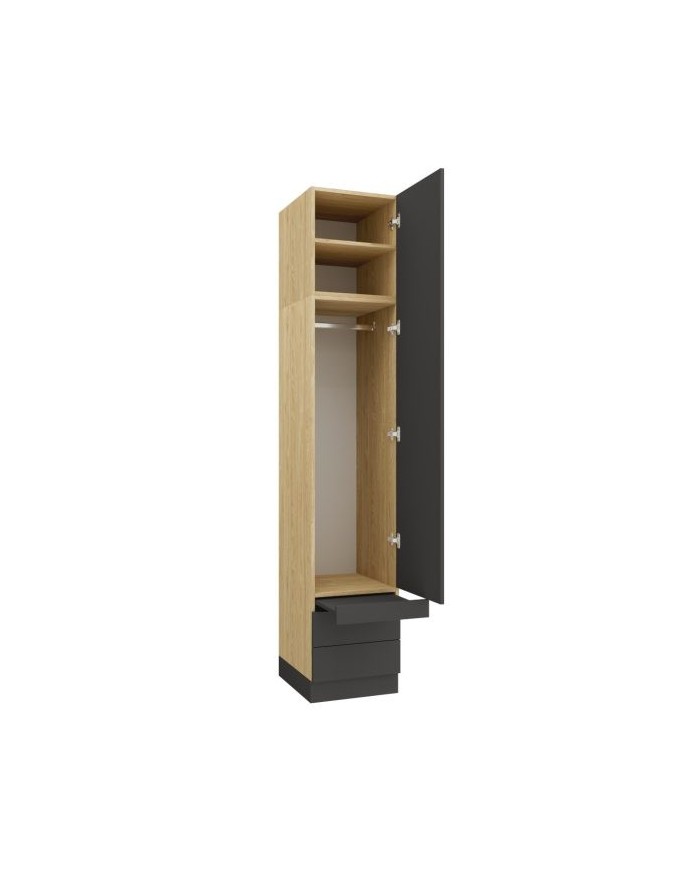 Armoire une porte double penderie et double tiroirs et tablette 45 cm gris graphite Ambiance