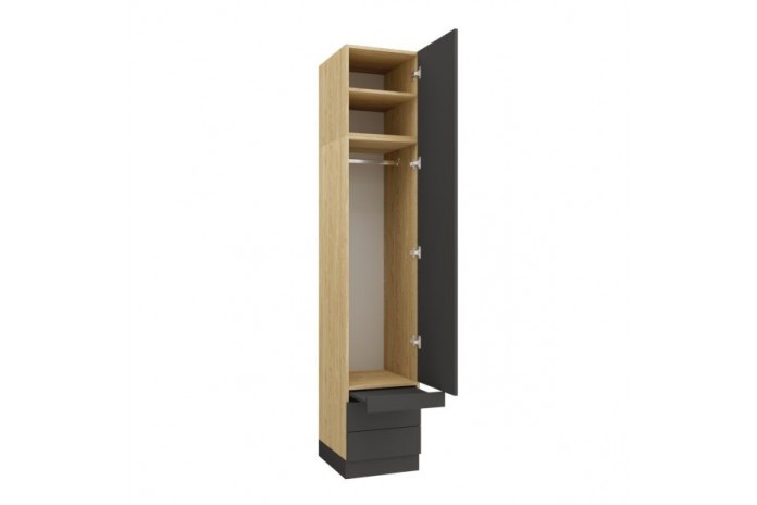 Armoire une porte double penderie et double tiroirs et tablette 45 cm gris graphite Ambiance