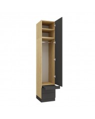 Armoire une porte double penderie et double tiroirs et tablette 45 cm gris graphite Ambiance