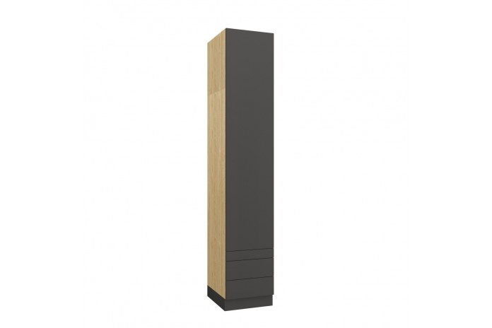 Armoire une porte double penderie et double tiroirs et tablette 45 cm gris graphite Ambiance