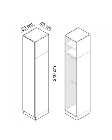 Armoire une porte double penderie 45 cm blanc mat Ambiance