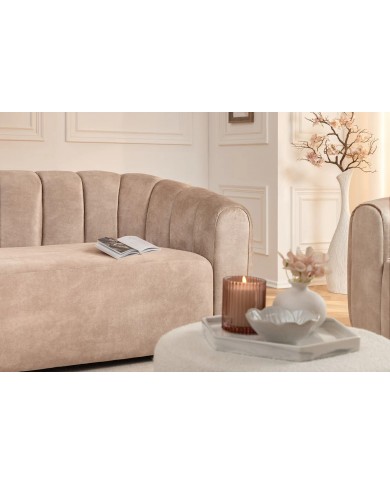 Canapé ELLIPSE – Sable  200 cm | Design Courbé & Confort Haut de Gamme  Élégance sculpturale & douceur luxueuse