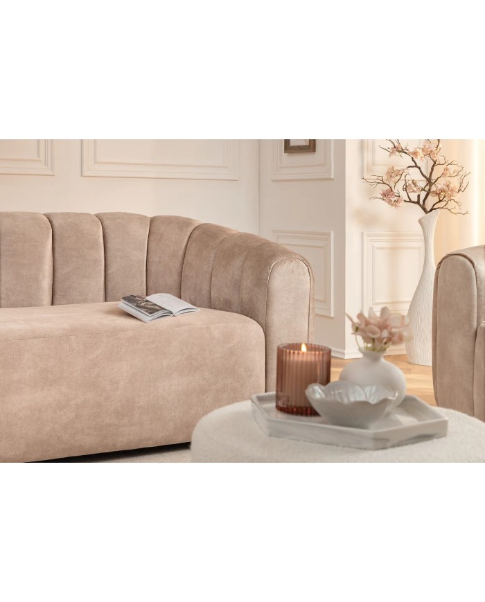 Canapé ELLIPSE – Sable  200 cm | Design Courbé & Confort Haut de Gamme  Élégance sculpturale & douceur luxueuse
