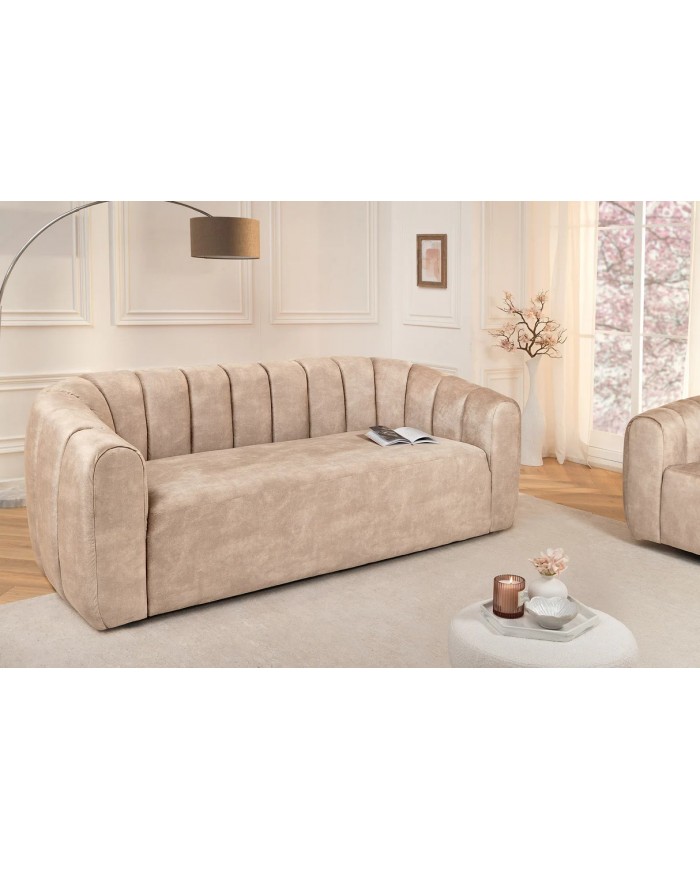 Canapé ELLIPSE – Sable  200 cm | Design Courbé & Confort Haut de Gamme  Élégance sculpturale & douceur luxueuse
