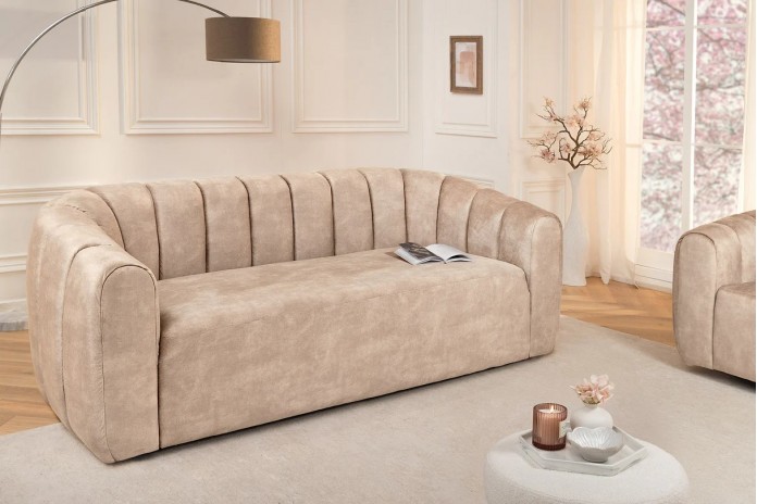 Canapé ELLIPSE – Sable  200 cm | Design Courbé & Confort Haut de Gamme  Élégance sculpturale & douceur luxueuse