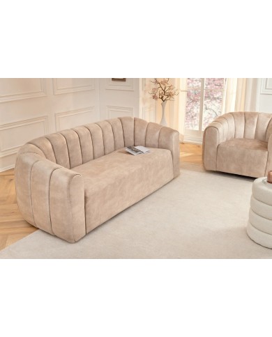 Canapé ELLIPSE – Sable  200 cm | Design Courbé & Confort Haut de Gamme  Élégance sculpturale & douceur luxueuse