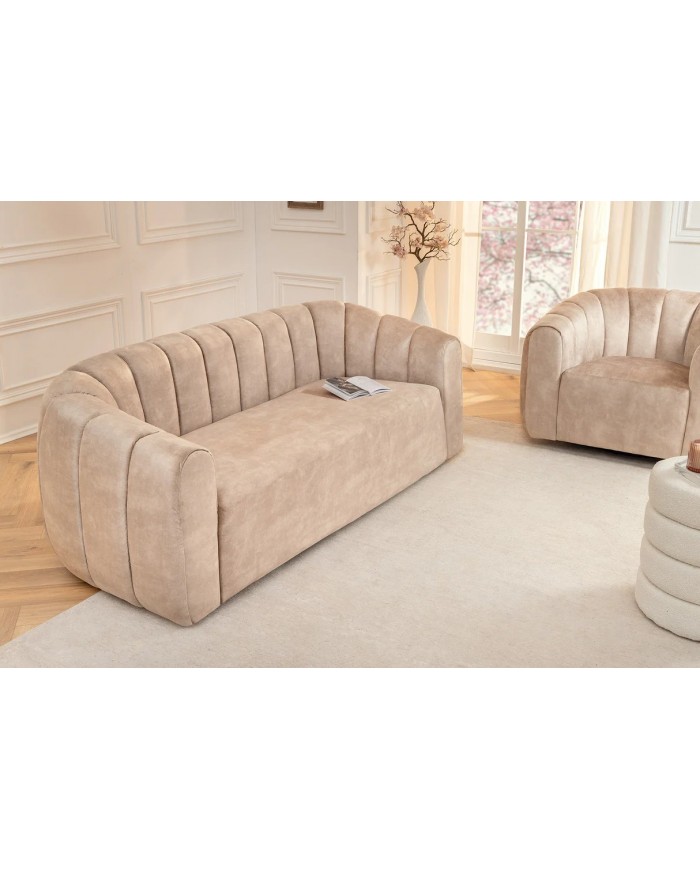 Canapé ELLIPSE – Sable  200 cm | Design Courbé & Confort Haut de Gamme  Élégance sculpturale & douceur luxueuse