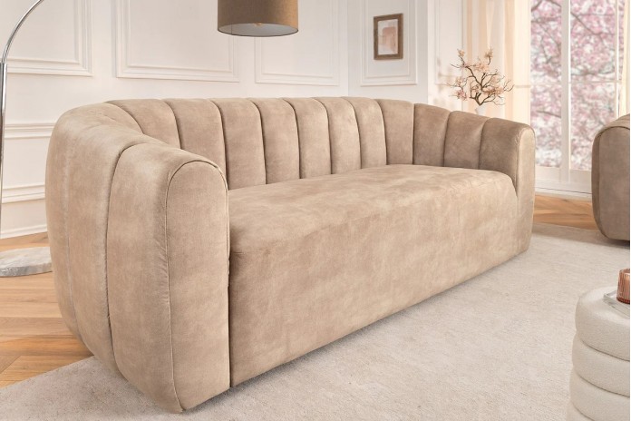Canapé ELLIPSE – Sable  200 cm | Design Courbé & Confort Haut de Gamme  Élégance sculpturale & douceur luxueuse