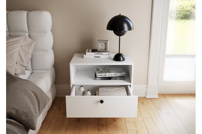 Table de chevet MUDU blanche : simple & pratique, solide et adaptable