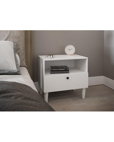 Table de chevet MUDU blanche : simple & pratique, solide et adaptable