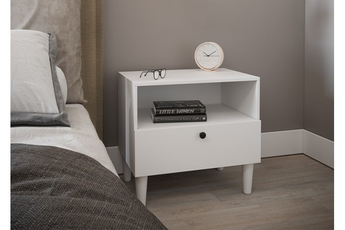 Table de chevet MUDU blanche : simple & pratique, solide et adaptable