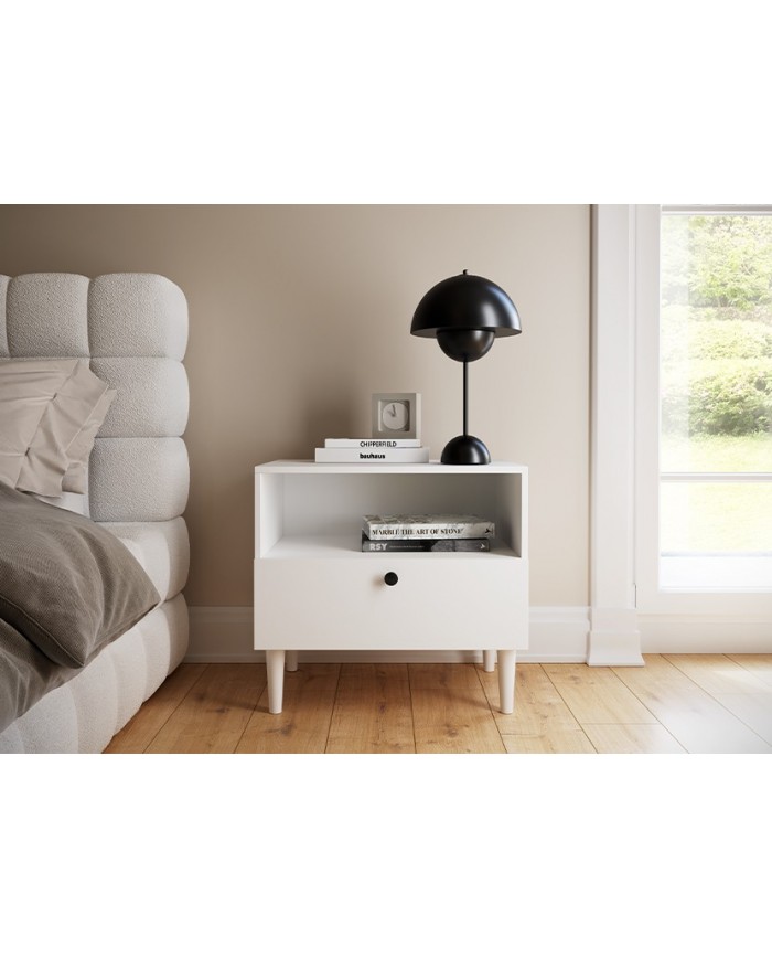 Table de chevet MUDU blanche : simple & pratique, solide et adaptable