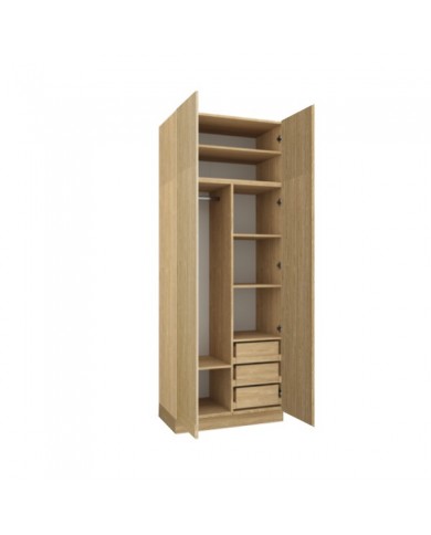 Armoire penderie et étagères avec tiroirs 90 cm chêne huilé Ambiance