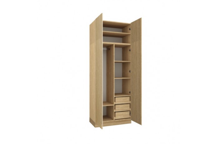 Armoire penderie et étagères avec tiroirs 90 cm chêne huilé Ambiance