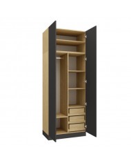 Armoire penderie et étagères avec tiroirs 90 cm gris graphite Ambiance