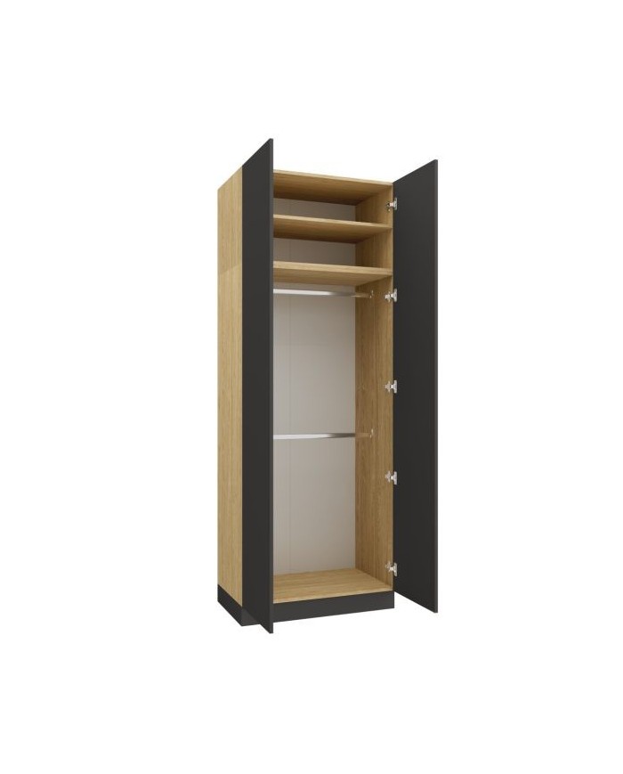 Armoire penderie et étagères 90 cm gris graphite Ambiance