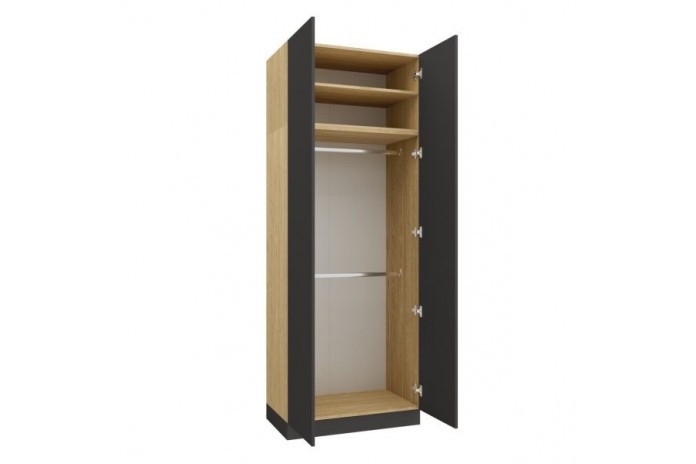 Armoire penderie et étagères 90 cm gris graphite Ambiance