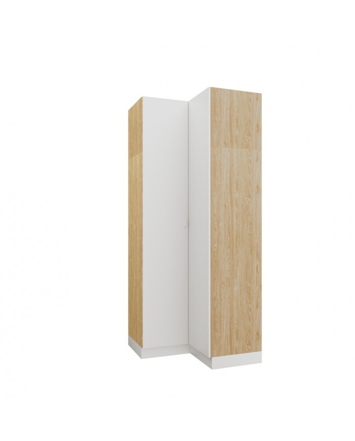 Armoire d'angle double penderie 97,5 cm blanc mat Ambiance