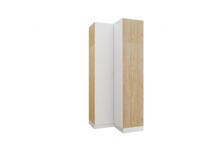 Armoire d'angle double penderie 97,5 cm blanc mat Ambiance