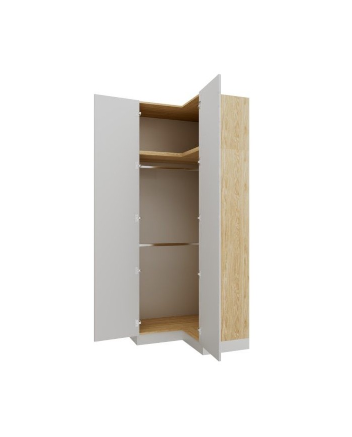 Armoire d'angle double penderie 97,5 cm blanc mat Ambiance