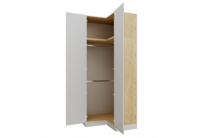 Armoire d'angle double penderie 97,5 cm blanc mat Ambiance