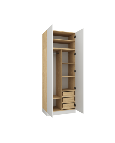 Armoire penderie et étagères avec tiroirs 90 cm blanc mat Ambiance
