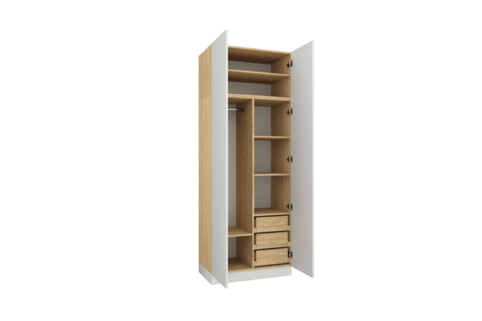 Armoire penderie et étagères avec tiroirs 90 cm blanc mat Ambiance